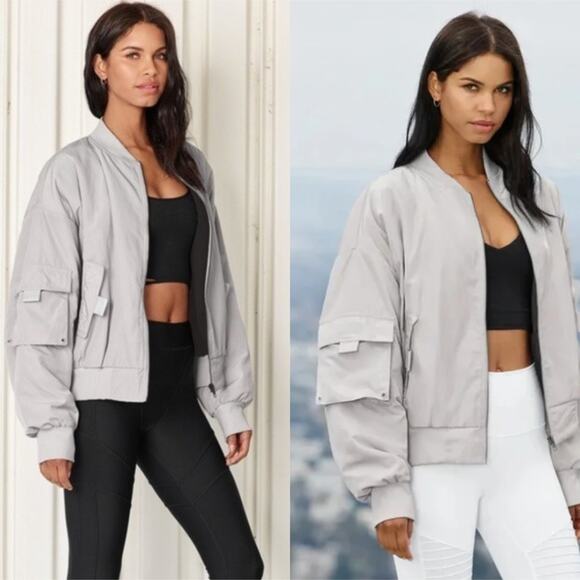 Alo Yoga It Girl Bomber Dove Grey - Picture 1 of 6
